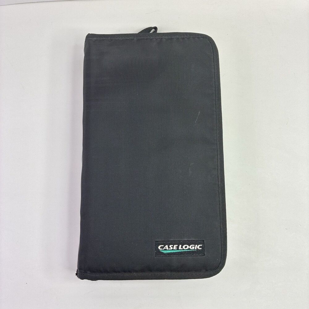 Vintage CASE LOGIC CD Folio Zippered Case Black Holds 48 CD's (12 Sleeves) *READ
